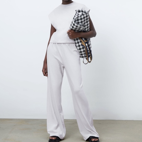 Zara Tops - ZARA BNWT Flowy Wide Leg Stretchy Pants + Oversized T-Shirt 2pc Coord Set Sz L